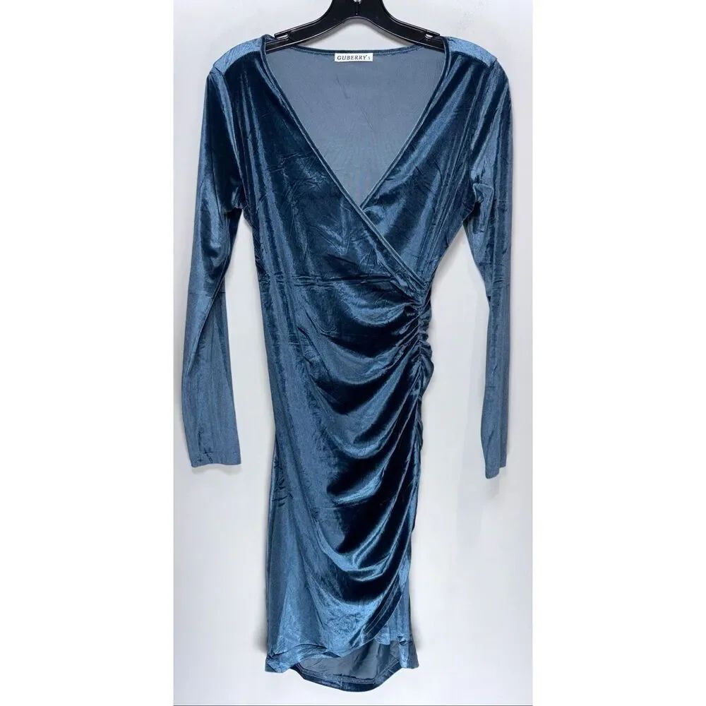 Blue velvet midi dress size small